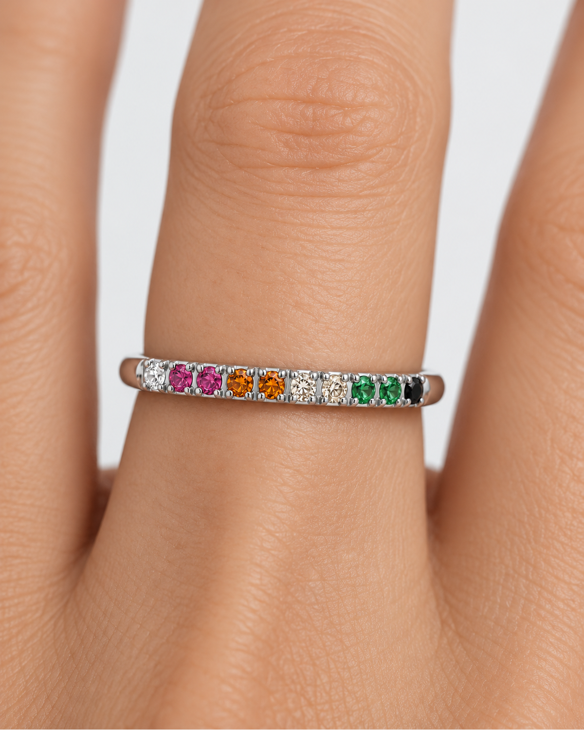 Nadia Golden Hour Ring — Silver — close-up model scale detail