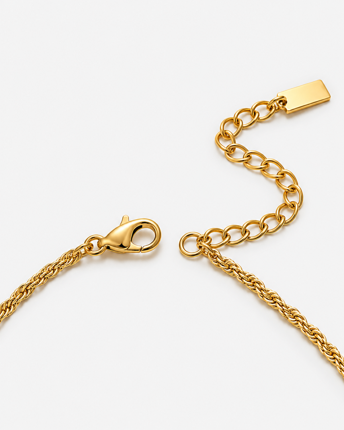 Kimana Butterfly Shell Necklace — 09 — Gold — slim lobster clasp, oval-link extender and rectangular end-tag construction macro