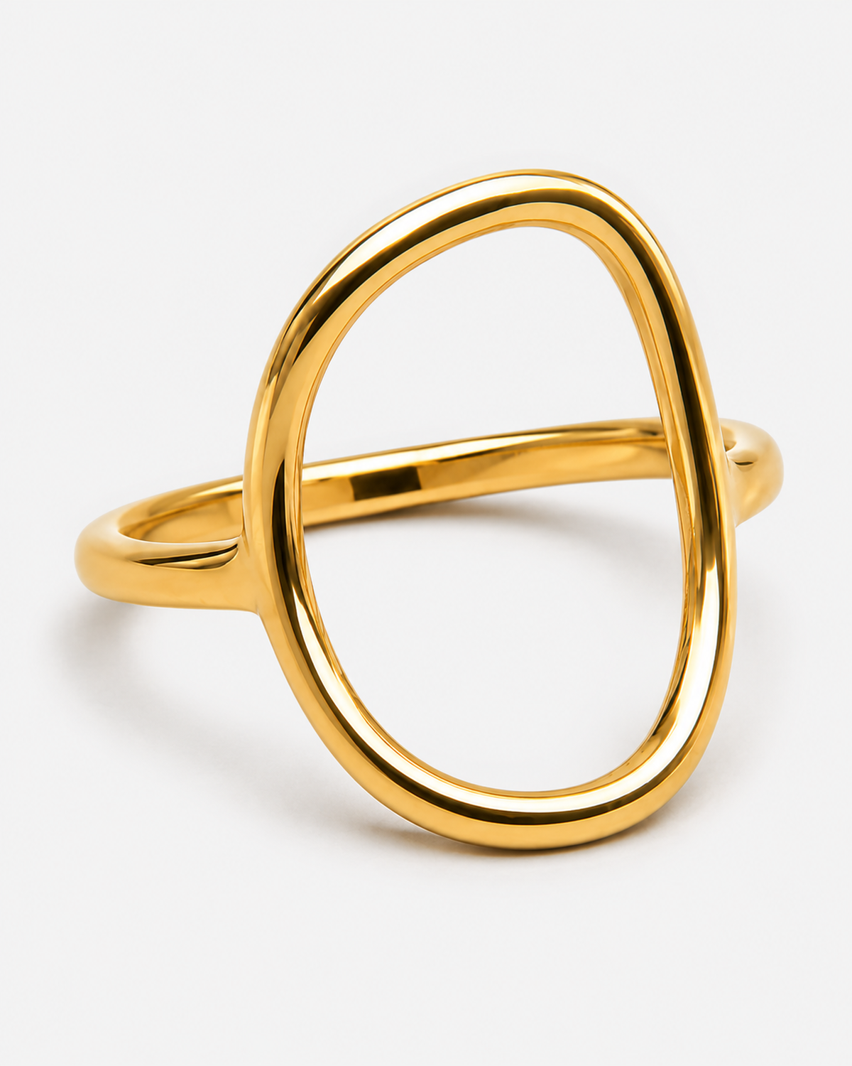 Helena Oval Ring — Gold inner band and open oval-face construction detail