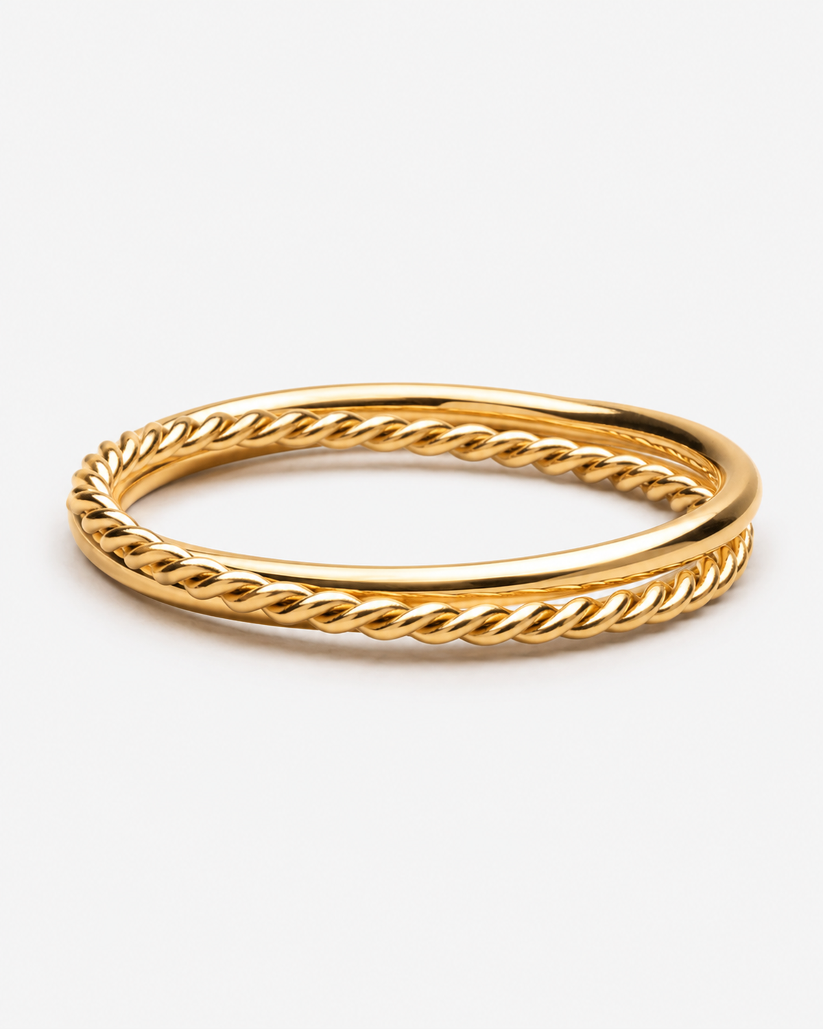 Leonora Harmony Double Ring — Gold inner band and triple-band construction detail