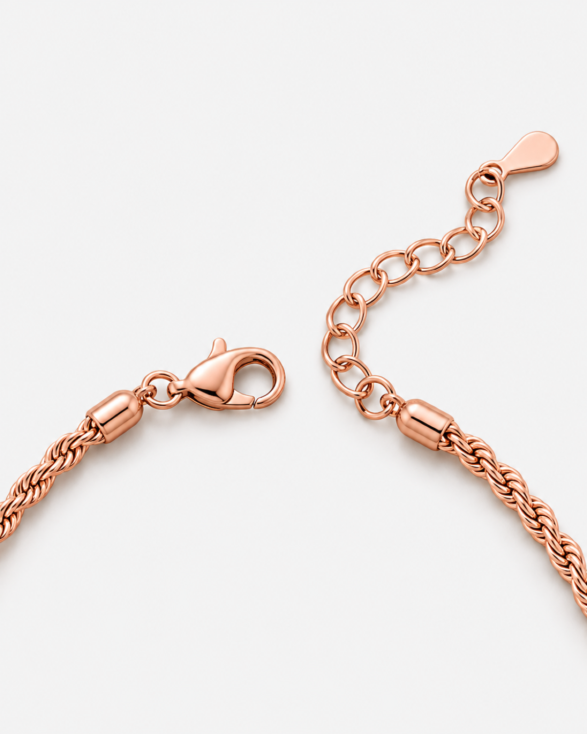 Kaia Rope Chain Necklace — 27 — Rose Gold — clasp/extender construction macro