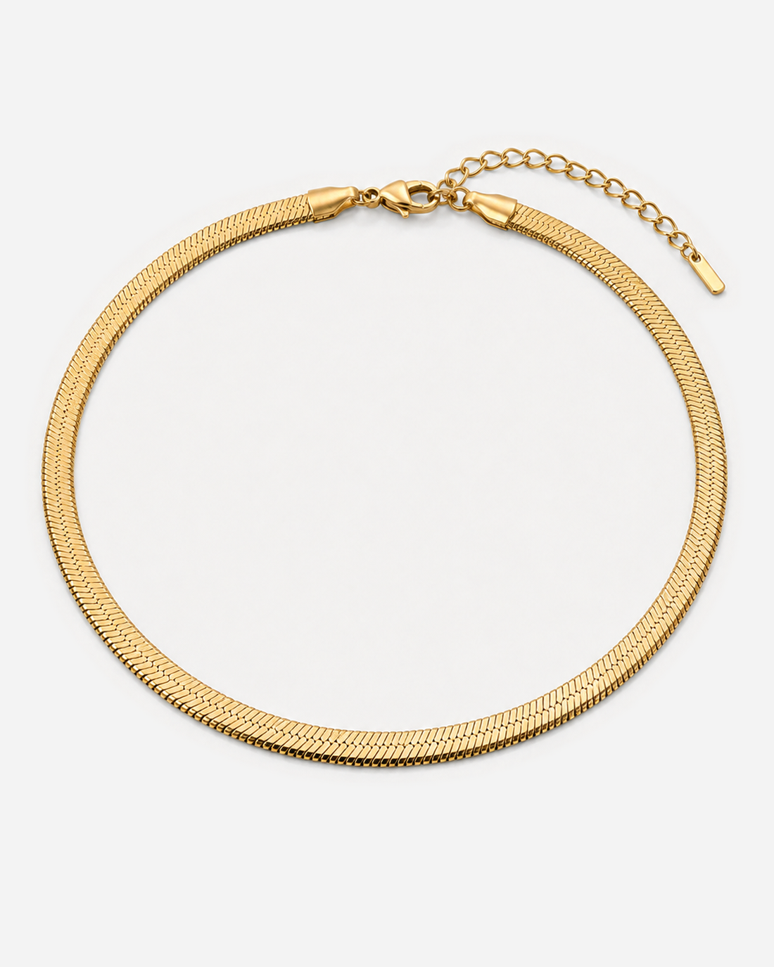 Gold-tone Oceana Herringbone Choker with a flat continuous chain profile