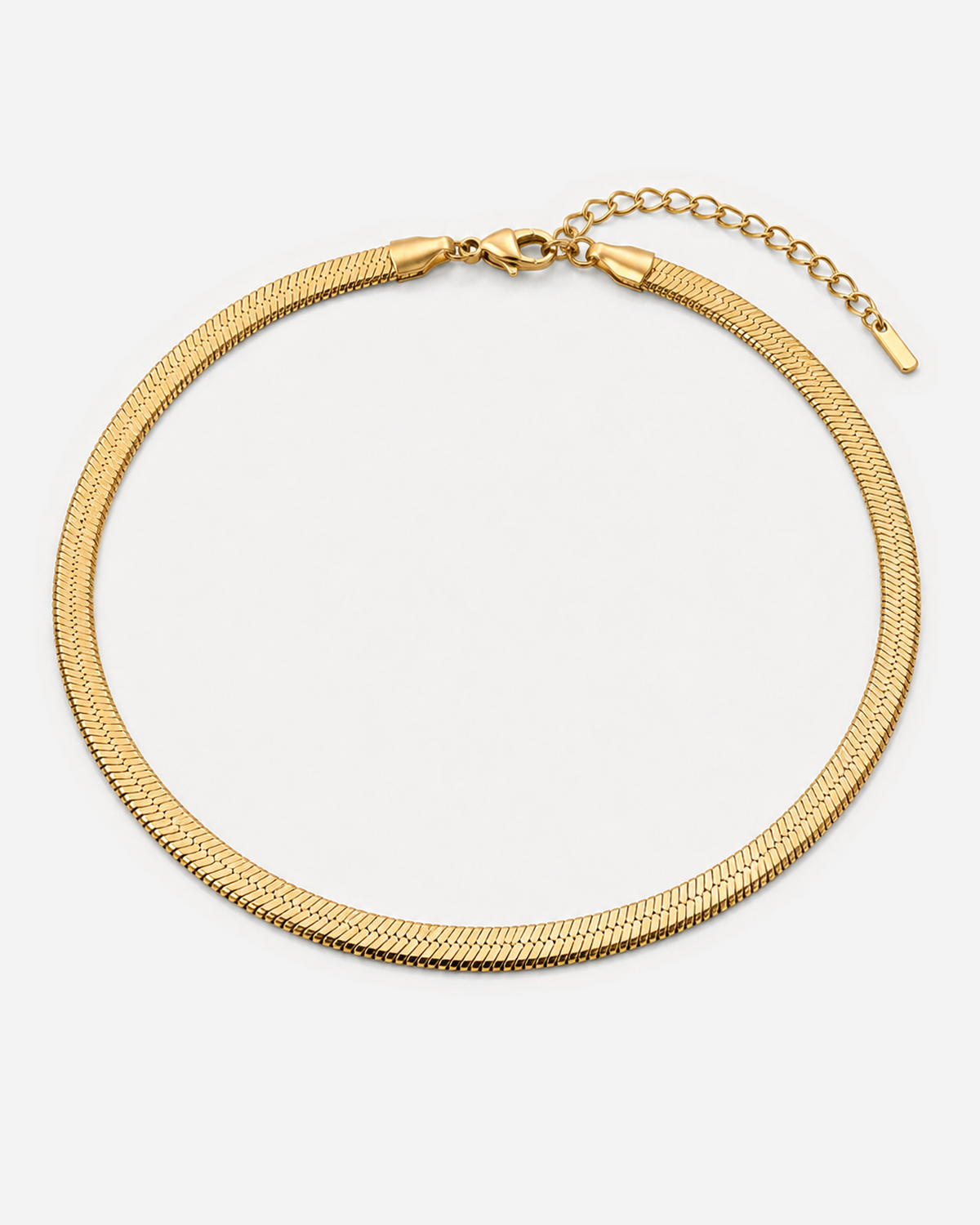Gold-tone Oceana Herringbone Choker with a flat continuous chain profile