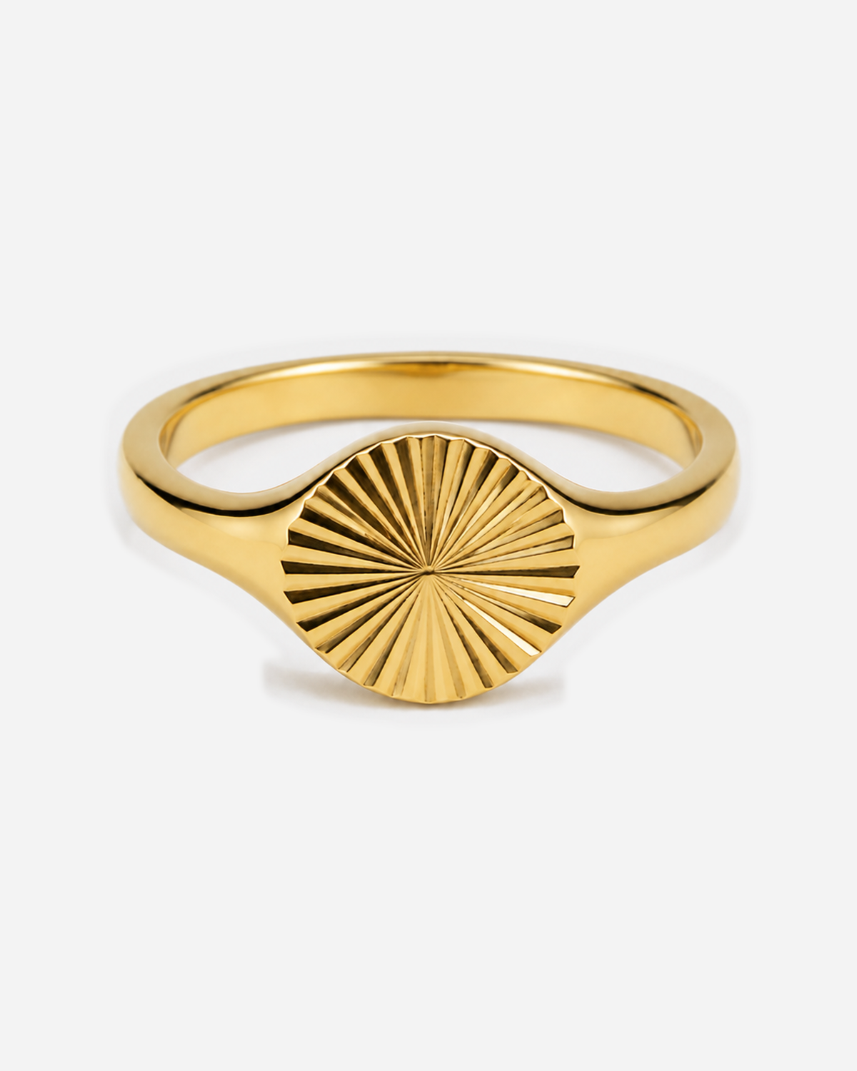 Gold-tone Fiora Sun Signet Ring with a radiating round face