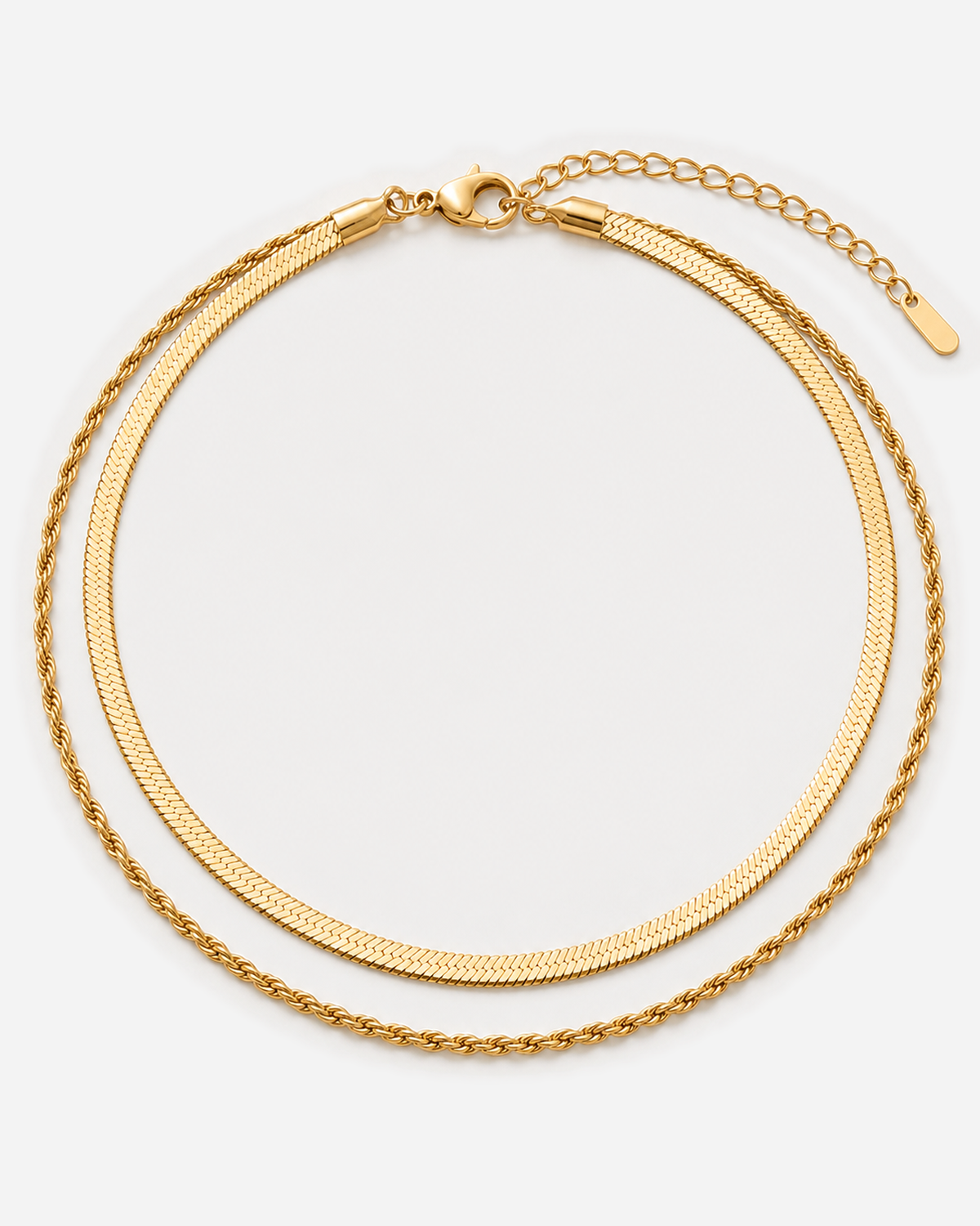 Nerina gold-tone joined necklace with a flat inner chain and twisted outer chain