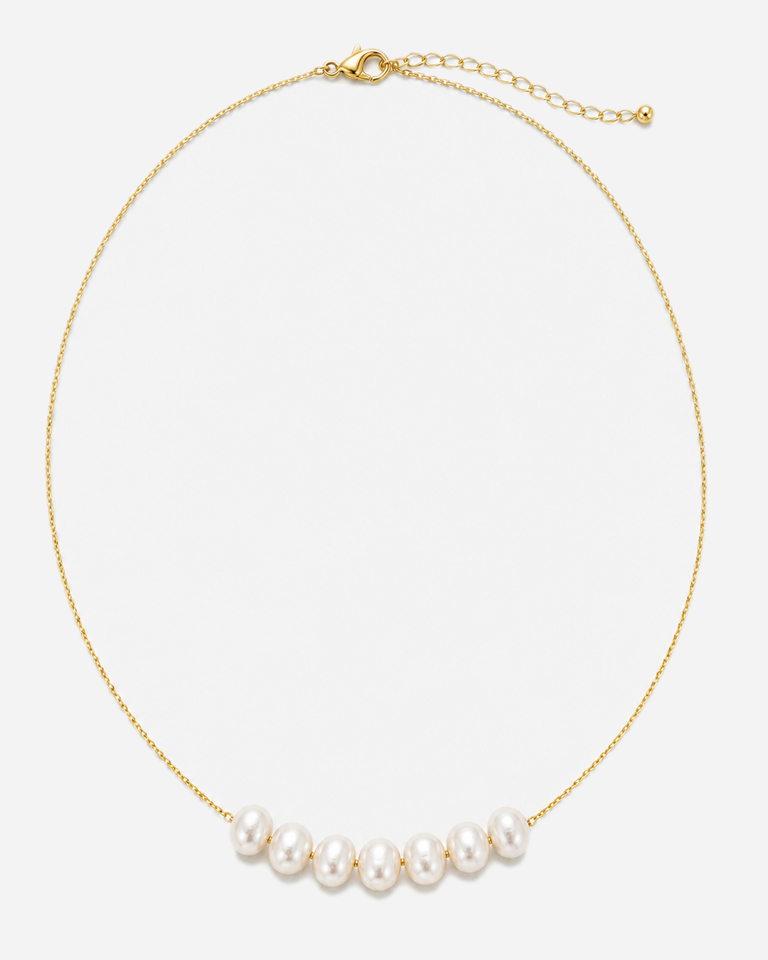Margo gold-tone necklace with white oval accents arranged in a curved centre