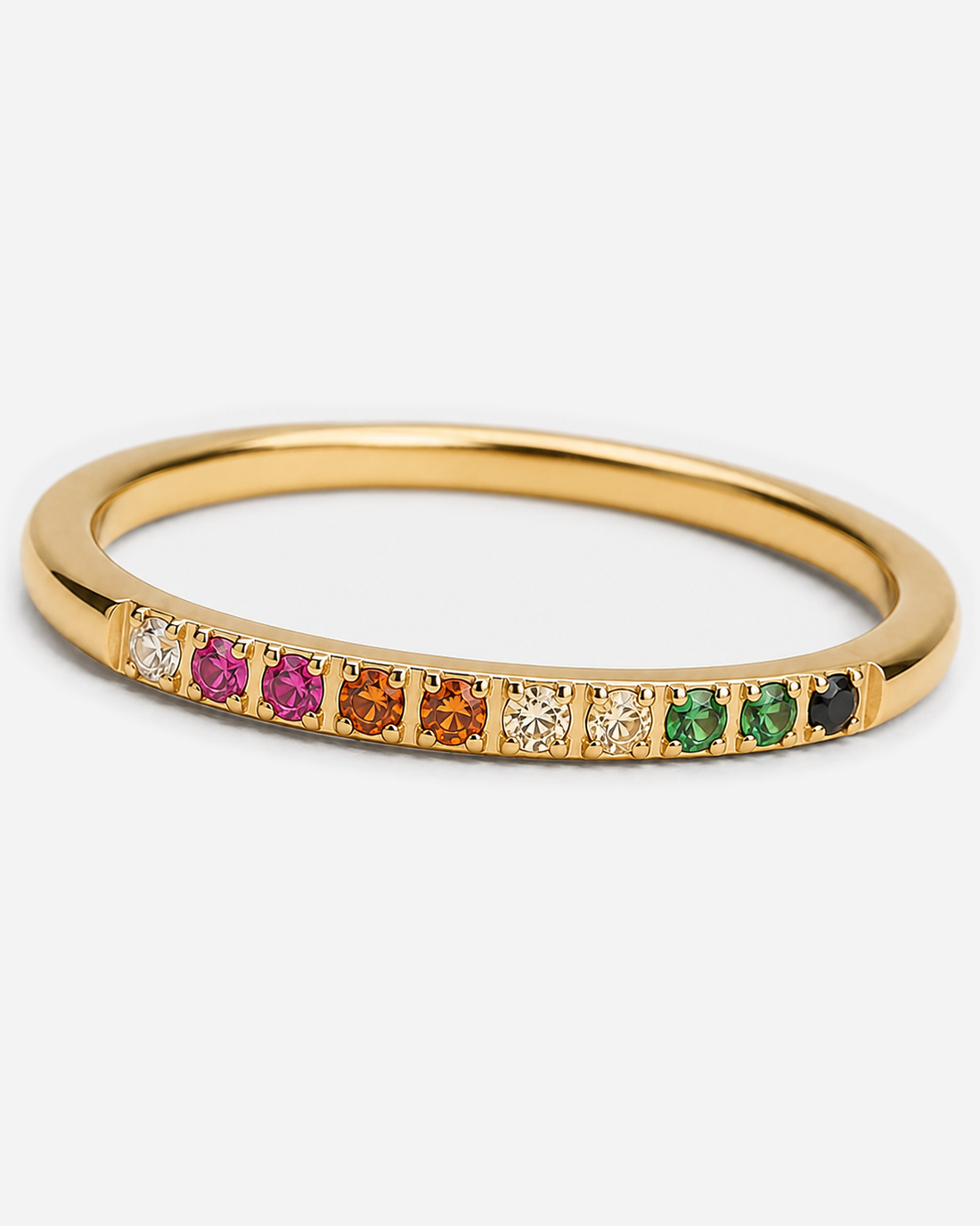 Nadia gold-tone ring with a row of multicoloured round accents