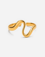Talia gold-tone open ring with a polished wave-shaped front