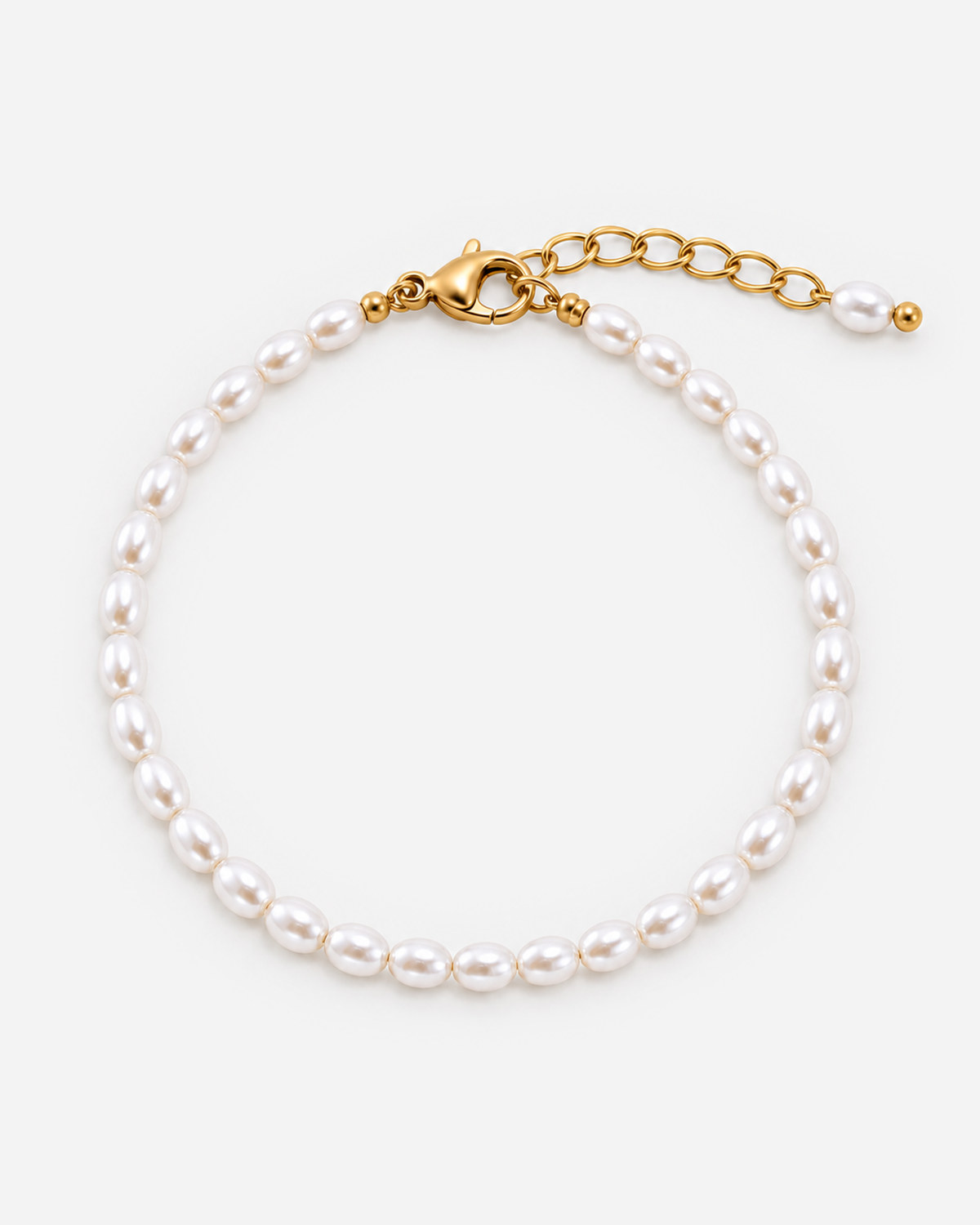 Greta Pearl Bracelet — Gold — light grey product hero