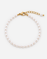 Greta Pearl Bracelet — Gold — light grey product hero