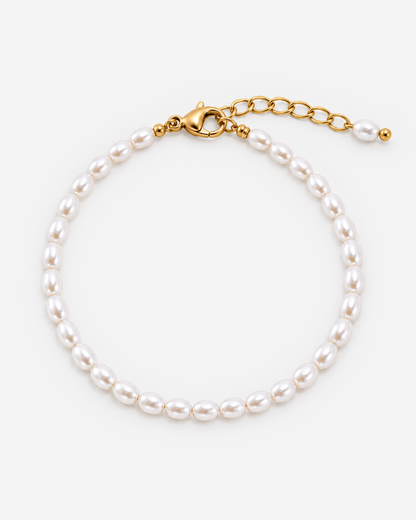 Greta Pearl Bracelet — Gold — light grey product hero