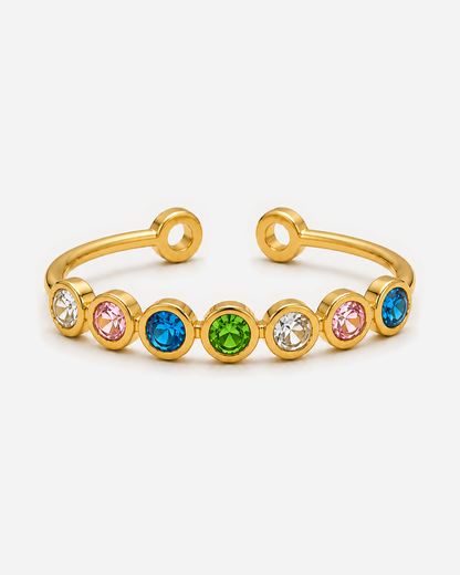Mica Adjustable Ring — Gold / Rainbow — light grey product hero