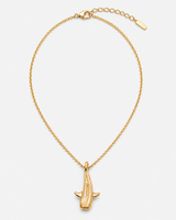 Gold-tone whale-shark pendant necklace with clasp and extender, product view