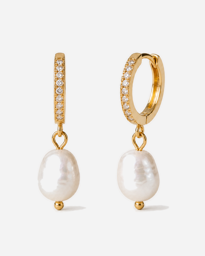 Saskia Freshwater Pearl Hoop Earrings — light grey product hero