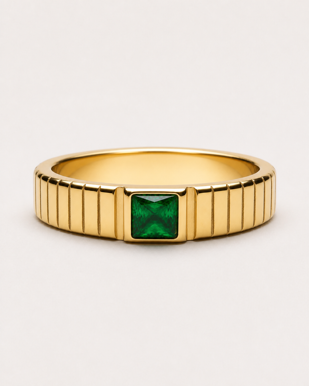 Gold Iris Chunky Emerald Ring hero