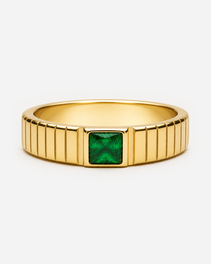 Gold Iris Chunky Emerald Ring hero