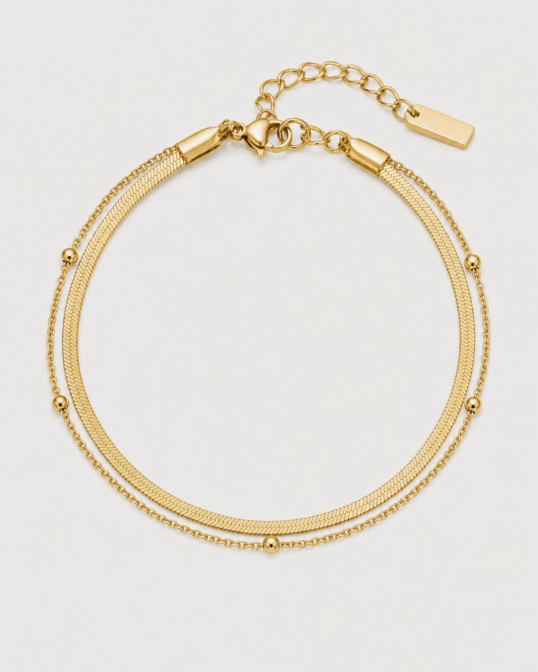 Alba Everyday Layered Bracelet — Gold — light grey product hero
