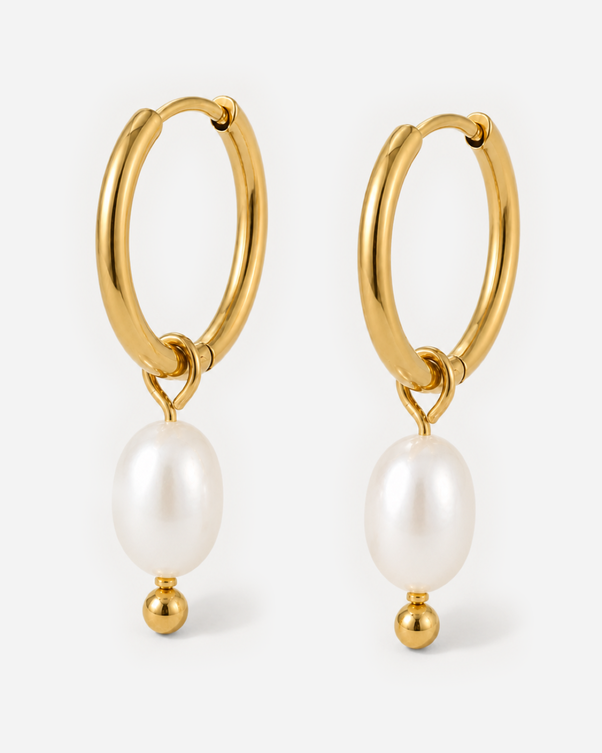Penina Pearl Hoop Earrings — Gold — product macro detail