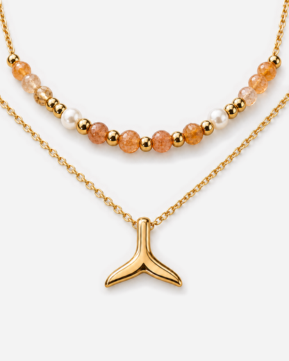 Fallon Double Layer Fishtail Necklace — Gold — product macro detail