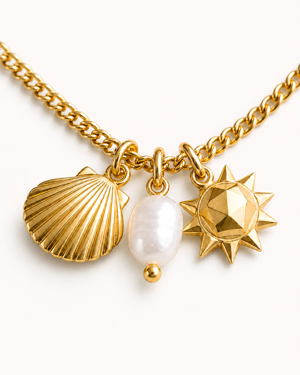 Gold Kallia Ocean Necklace charm detail