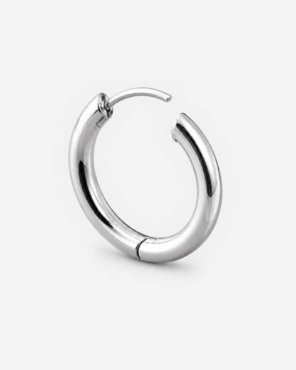 Silver Vienna hoop open latch detail