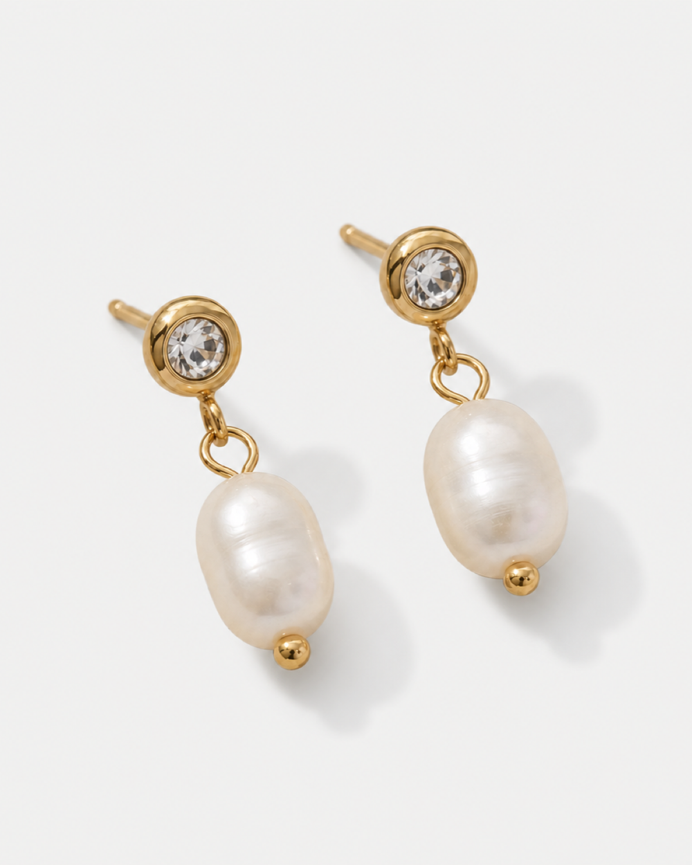Marley Pearl Crystal Earrings — Gold — product macro detail