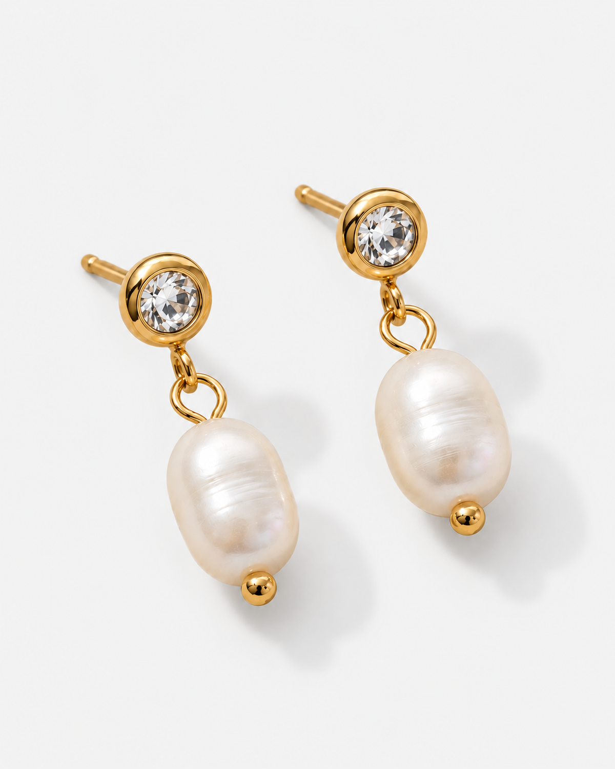 Marley Pearl Crystal Earrings — Gold — product macro detail