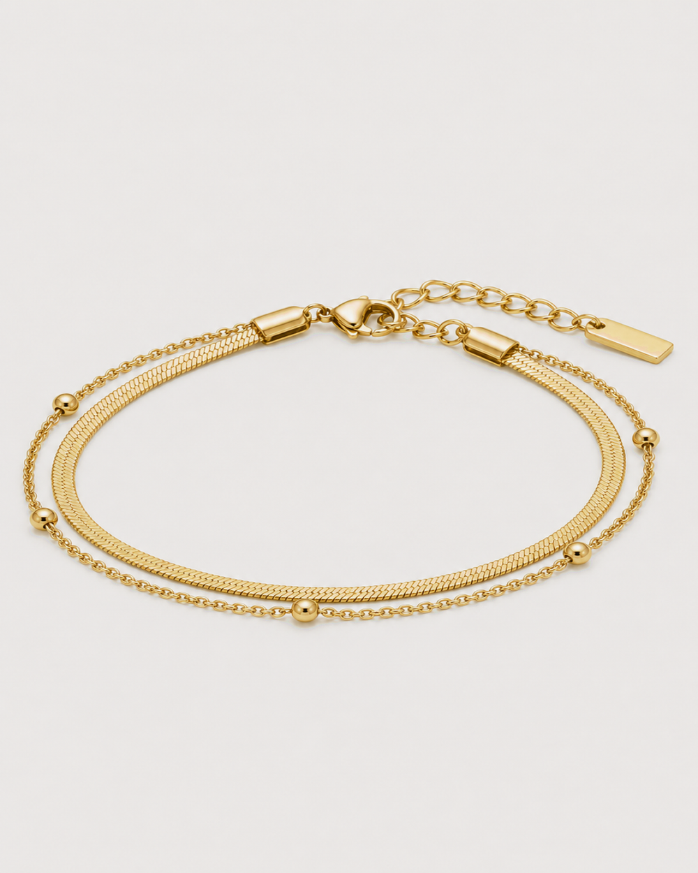 Alba Everyday Layered Bracelet — Gold — product alternate three-quarter view