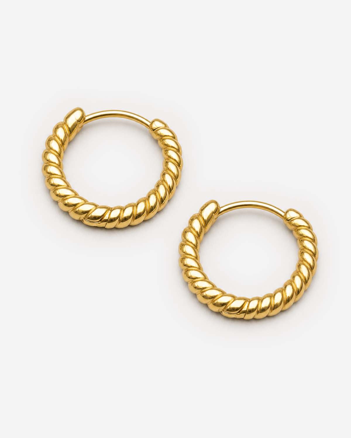 Cleo Twisted Hoops Earrings — Gold — product alternate three-quarter view