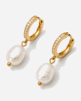 Saskia Freshwater Pearl Hoop Earrings — product alternate three-quarter view