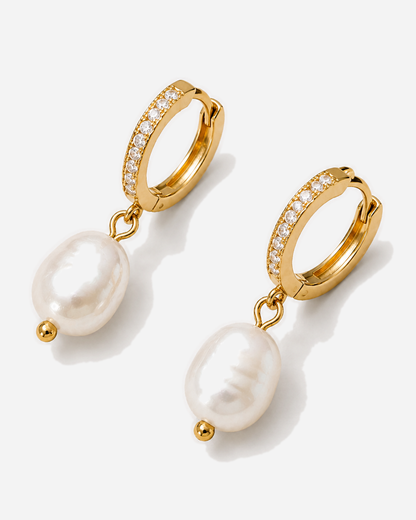 Saskia Freshwater Pearl Hoop Earrings — product alternate three-quarter view