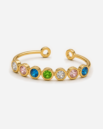 Mica Adjustable Ring — Gold / Rainbow — product alternate three-quarter view