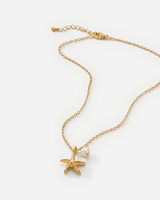 Sara Starfish Pearl Necklace — Gold — product alternate three-quarter view