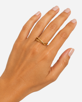 Leonora Harmony Double Ring — model three-quarter view