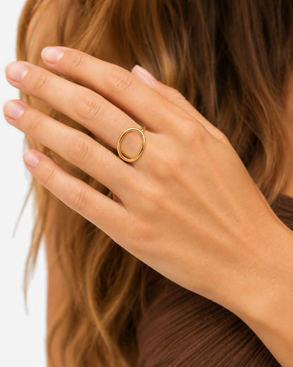 Helena Oval Ring — Gold — accurate large open oval alternate view