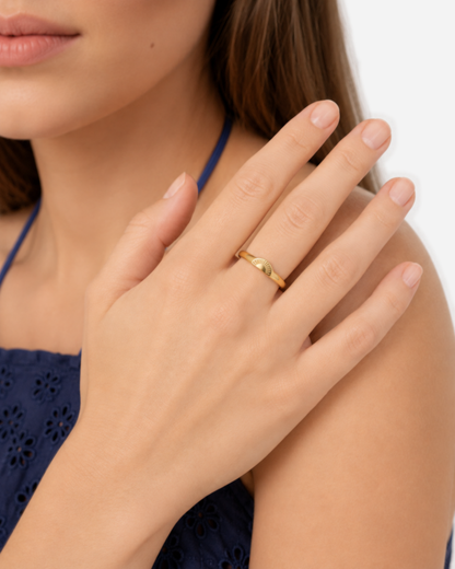 Estelle Sunrise Ring — model three-quarter view