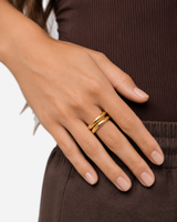 Carys Stackable Rings — 24 — Gold — cocoa CO17 — waist hand close-up