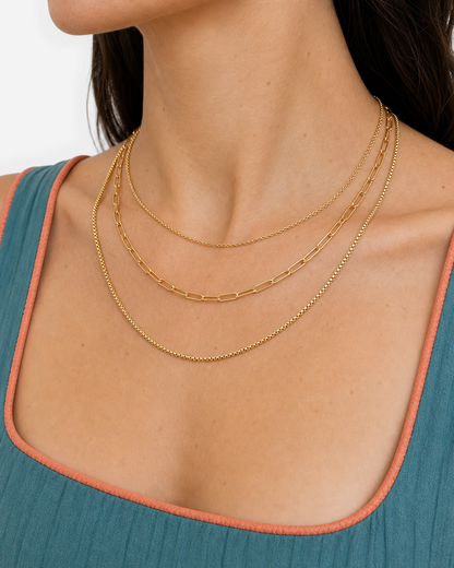 Paloma Layered Necklace — close-up model wearing view