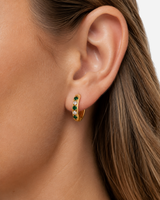 Maeva Oasis Green Hoops Earrings — close-up model wearing view