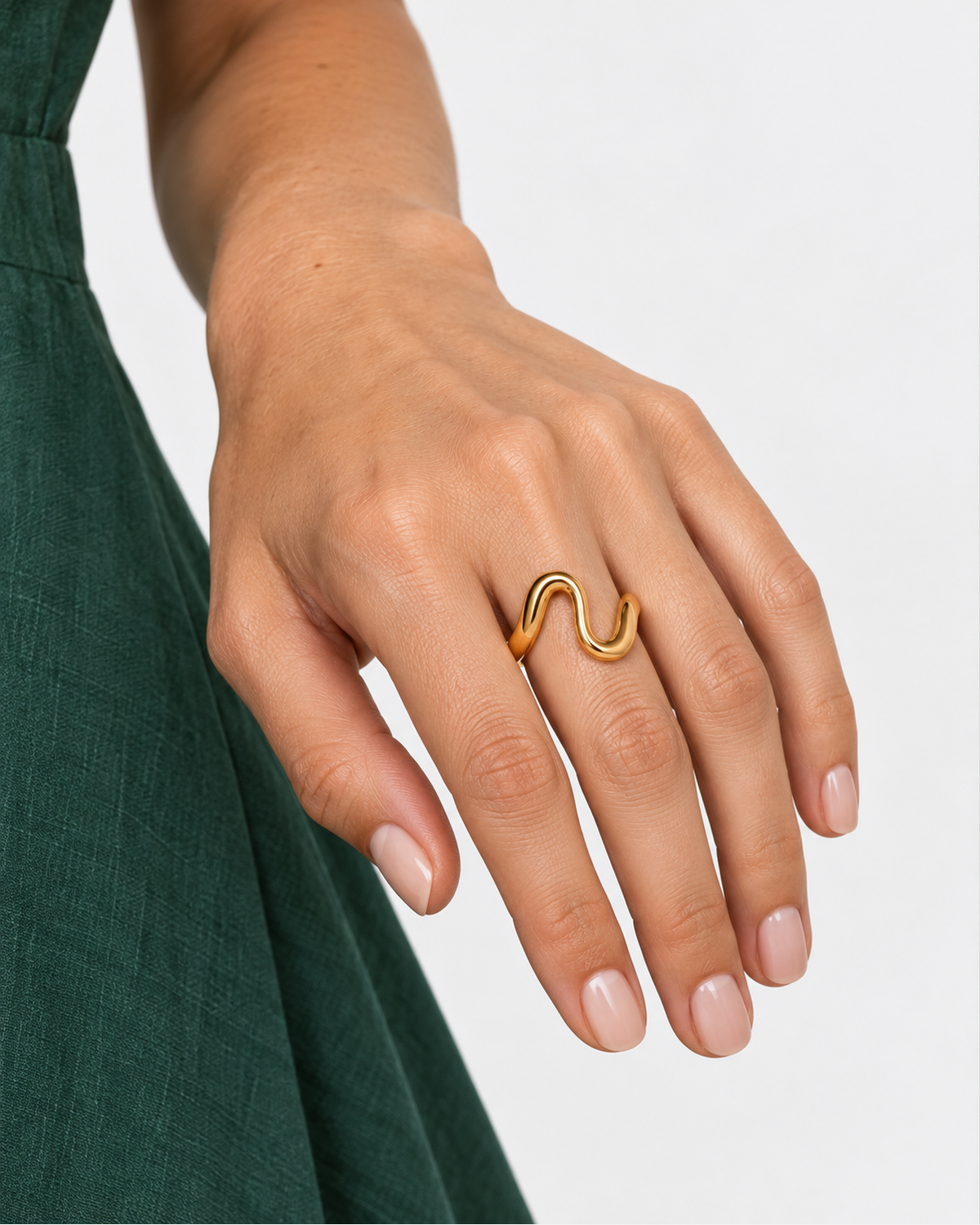 Talia Adjustable Ring — Gold — close-up model scale detail