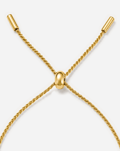 Muriel Heart Shell Bracelet — 09 — Gold — bolo slider and two capped tails