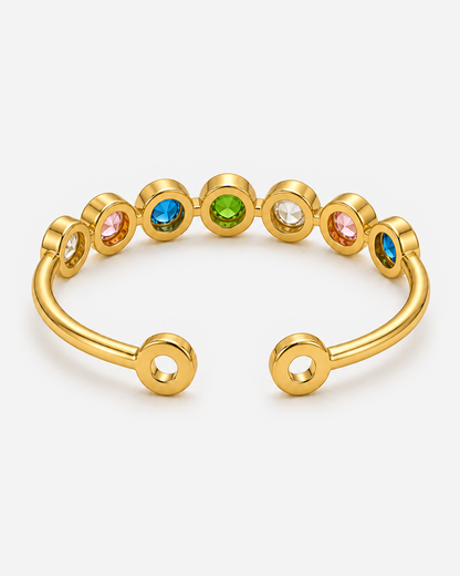 Mica Adjustable Ring — Gold / Rainbow — adjustable opening and underside construction detail