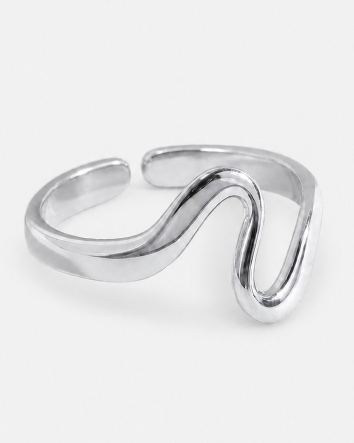 Talia Adjustable Ring — Silver adjustable opening, rounded ends and inner-band construction detail