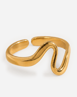 Talia Adjustable Ring — Gold adjustable opening, rounded ends and inner-band construction detail