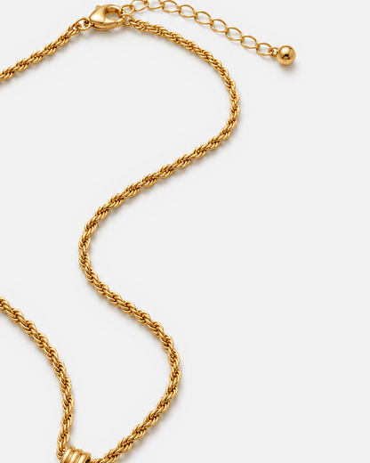 Marisol Golden Sun Necklace — Gold lobster clasp, oval-link extender and bead-tip closure detail