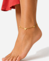 Amadea Heart Anklet — Gold beach wearing view
