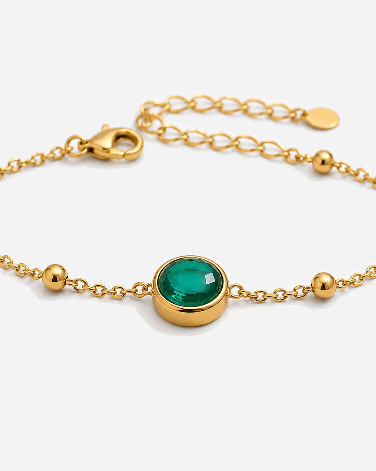 Jade Crystal Anklet — Green crystal macro