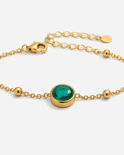 Jade Crystal Anklet — Green crystal macro