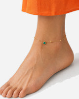 Jade Crystal Anklet — Green beach wearing view