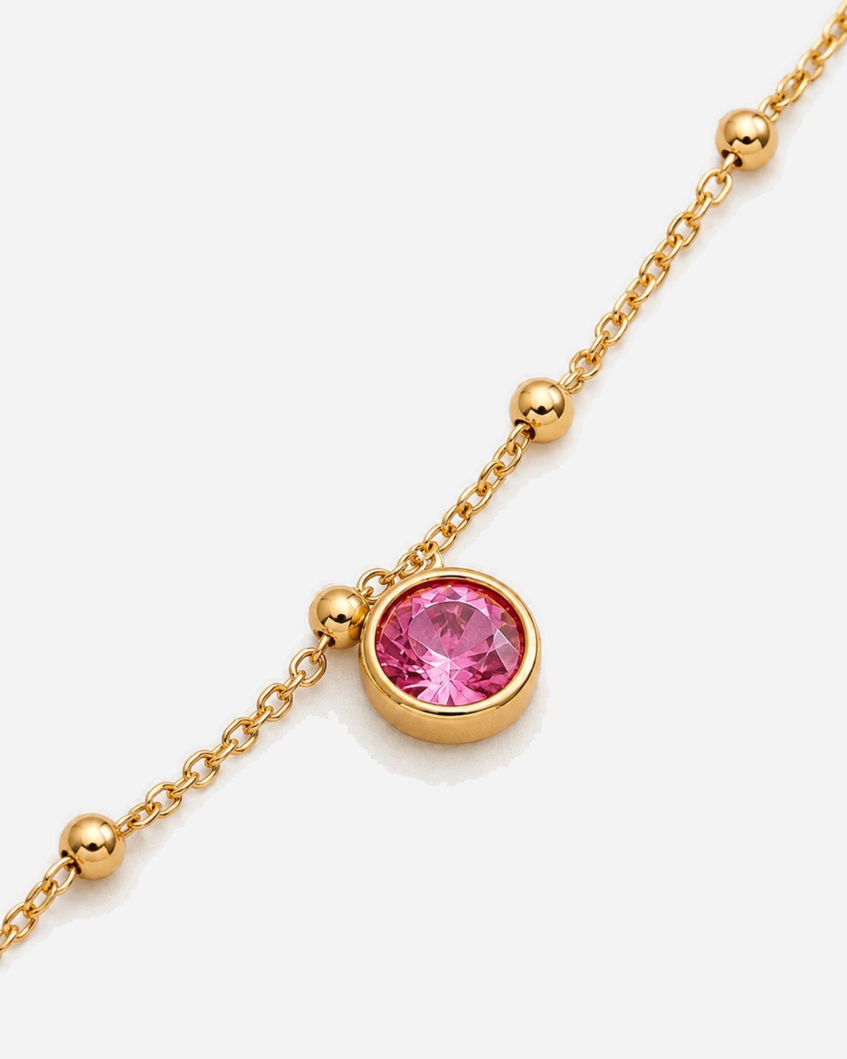 Jade Crystal Anklet — Pink crystal macro